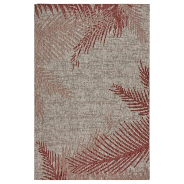 Palacedesigns 5 x 7 ft. Red Palm Leaves Indoor & Outdoor Area Rug - Red - 5' x 7' PA3091480 - main